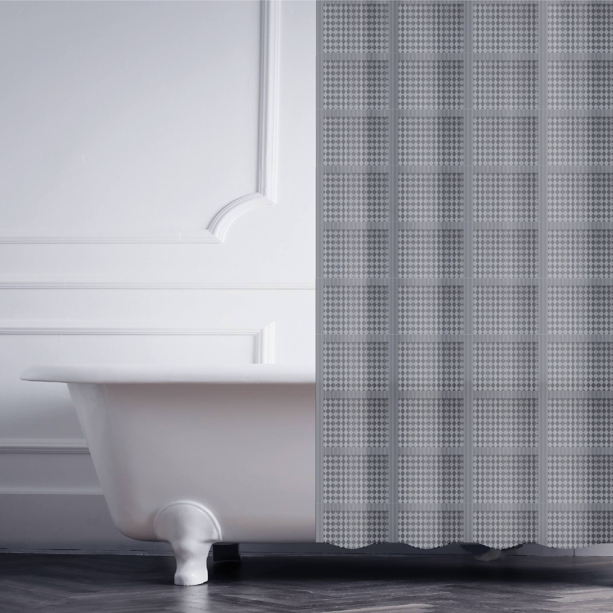 Elle Décor Gray Jacquard Solid Weave Shower Curtain
